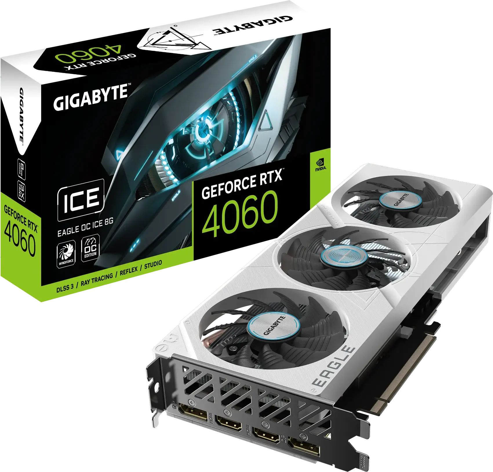 GIGABYTEGeForce RTX 4060 8GB EAGLE ICE OC DLSS 3, GV-N4060EAGLEOC-ICE-8GD (GV-N4060EAGLEOC-ICE-8GD)