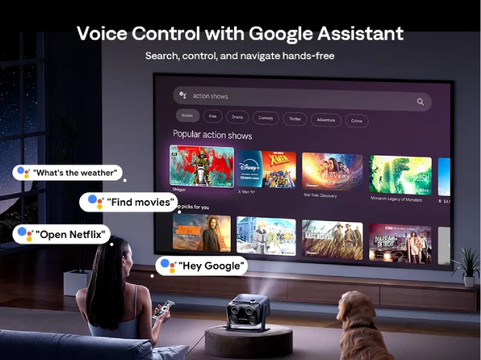 Свържете се безпроблемно с екосистемата на Google с вграден Google TV, Google Assistant със свободни ръце и предаване на множество устройства.