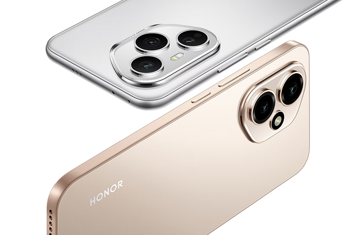 HONOR 400 5G Series — златист и сребрист смартфон, изглед отзад с тройна AI камера