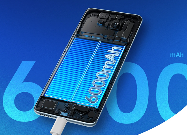 Снабден с мощна 6000 mAh батерия, осигуряваща продължителна енергия за целодневна употреба без притеснения.