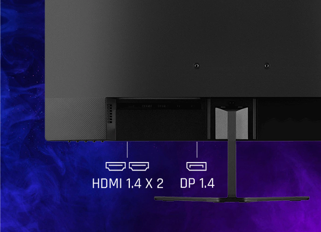Възползвайте се от разширена свързаност с VX2779A-HD-PRO, оборудван с два HDMI 1.4 порта и един DisplayPort 1.4 вход, всички способни да осигурят изумителни честоти на опресняване. Свържете едновременно компютри и конзоли и безпроблемно превключвайте между тях, за да се насладите на най-доброто от двата игрови свята в рамките на опростена конфигурация.