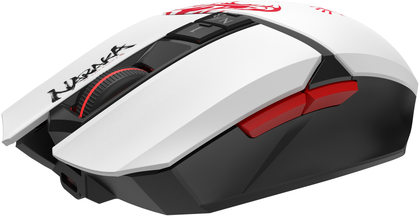 Безжична геймърска мишка A4TECH Bloody R36 Ultra Naraka, бял/червен ...