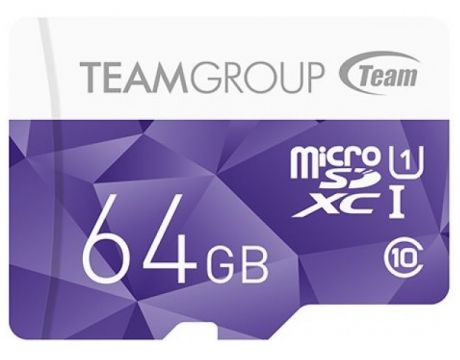 64GB microSDXC Team Group + SD Adapter, лилав на супер цени