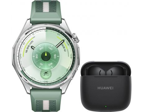 HUAWEI WATCH GT6, 46 мм, зелен и безжични слушалки HUAWEI FreeBuds SE 3 на супер цени