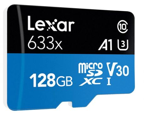 128GB microSDXC Lexar 633x + SD адаптер, черен/син на супер цени