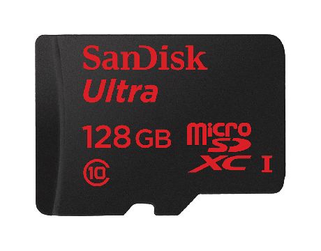 128GB microSDHC SanDisk Ultra + SD адаптер, Черен на супер цени