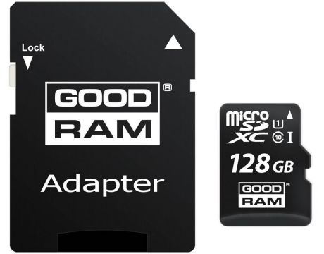 128GB microSDXC GOODRAM + адаптер, черен на супер цени