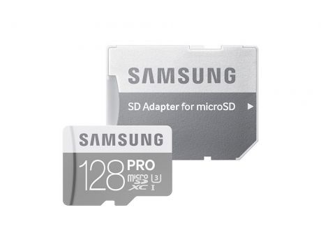 128GB microSDXC Samsung Pro с SD Adapter, Сребрист на супер цени