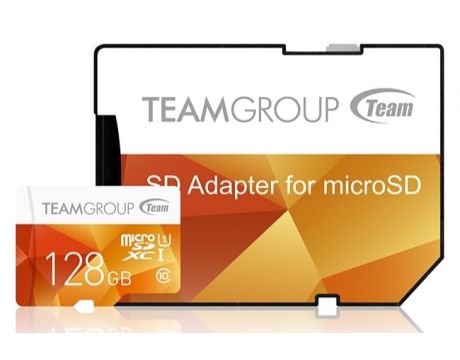 128GB microSDXC Team Group + SD адаптер, жълт на супер цени