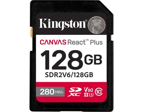 128GB SDXC Kingston Canvas React Plus, черен на супер цени