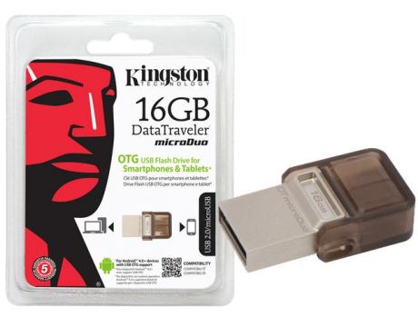16GB Kingston DataTraveler microDuo, кафяв на супер цени