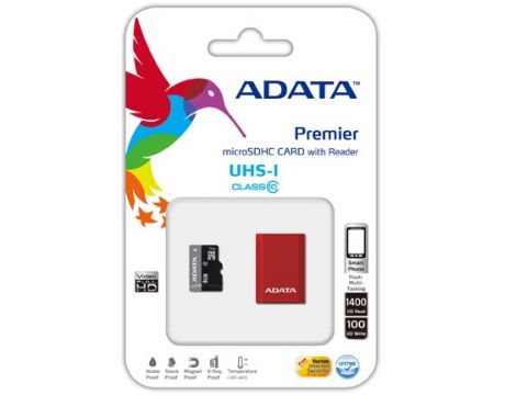 16GB microSDHC ADATA + USB Адаптер, черен на супер цени