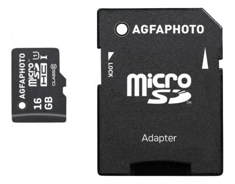 16GB microSDHC AGFA Photo + SD адаптер, черен на супер цени