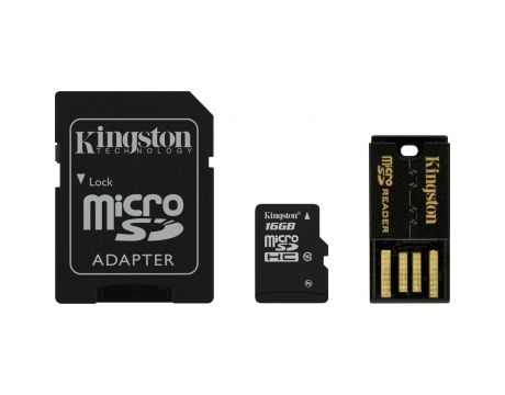 16GB microSDHC Kingston с SD Adapter + четец, черен на супер цени