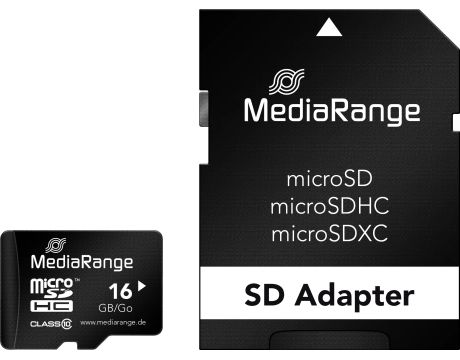 16GB microSDHC MediaRange и SD адаптер, черен на супер цени