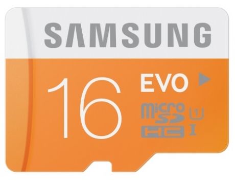 16GB microSDHC Samsung EVO, бял / оранжев на супер цени