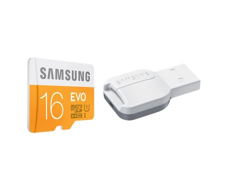 16GB microSDHC Samsung EVO + USB Adapter, оранжев / сив на супер цени
