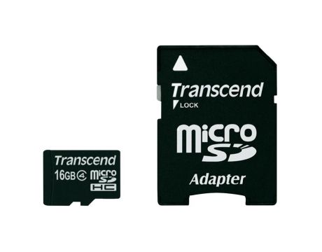 16GB microSDHC Transcend + Adapter, черен на супер цени