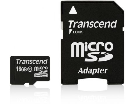 16GB microSDHC Transcend TS16GUSDHC10 + Адаптер, черен на супер цени