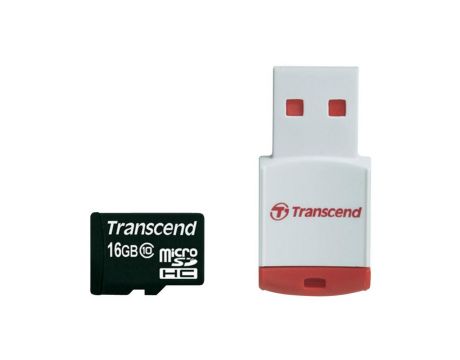 16GB microSDHC Transcend TS16GUSDHC10-P3 с четец, черен на супер цени