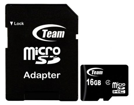 16GB microSDHC Team Group, черен + SD Адаптер на супер цени
