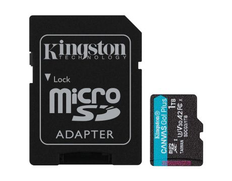 1TB microSDXC Kingston Canvas Go! Plus + SD Adapter, черен на супер цени