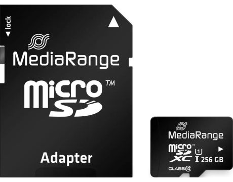 256GB microSDXC MediaRange и SD адаптер, черен на супер цени