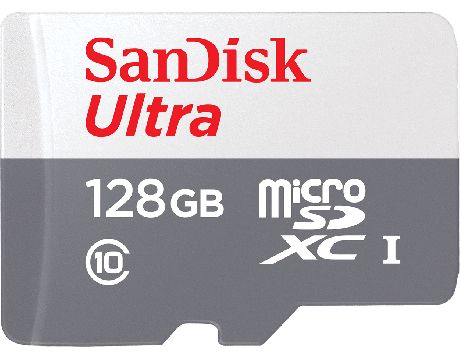 128GB microSDHC SanDisk Ultra Light, сив/червен на супер цени