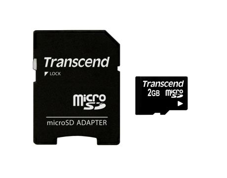 2GB microSD Transcend TS2GUSD + SD Adapter, черен на супер цени