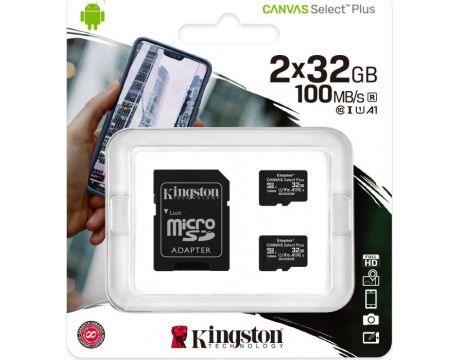 2x32GB microSDHC Kingston Canvas Select Plus на супер цени