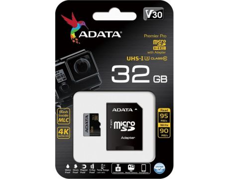 32GB microSDHC ADATA + Adapter, черен на супер цени