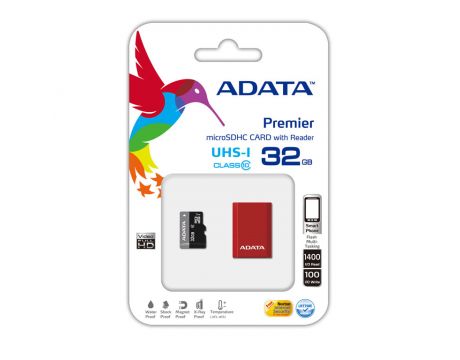 32GB microSDHC ADATA + USB Адаптер, черен на супер цени