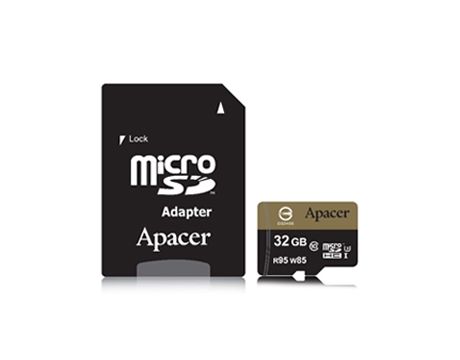 32GB microSDHC Apacer AP32GMCSH10U4-R + Адаптер, Златист / Черен на супер цени
