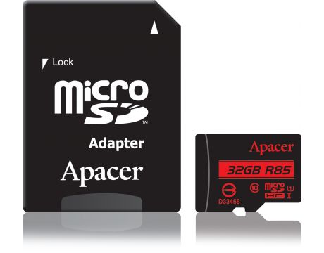 32GB microSDHC Apacer с адаптер, Черен на супер цени