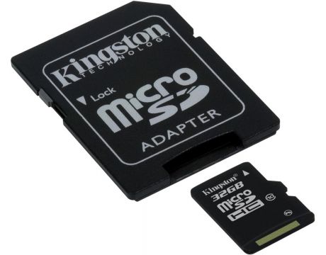 32GB microSDHC Kingston + SD Adapter, черен на супер цени