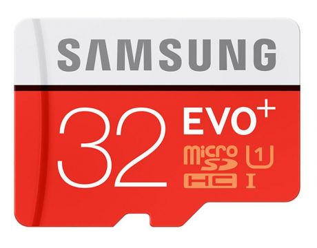 32GB microSDHC Samsung EVO+ с SD Adapter, Червен на супер цени
