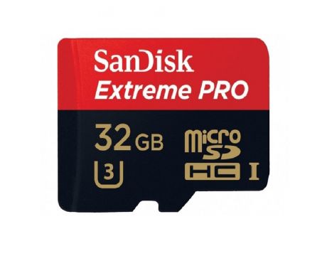 32GB microSDHC SanDisk Extreme Pro + SD Adapter, червен/черен на супер цени
