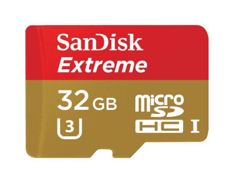32GB microSDHC SanDisk Extreme + SD Adapter, червен /златист на супер цени