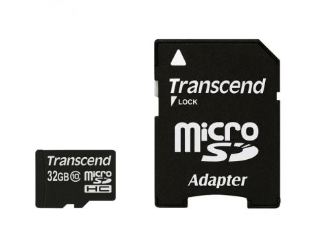 32GB microSDHC Transcend TS32GUSDHC10 + Адаптер, черен на супер цени