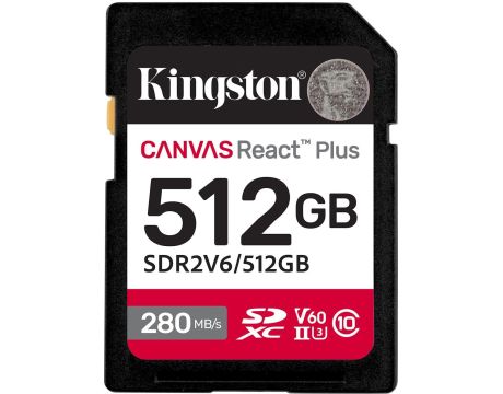 512GB SDXC Kingston Canvas React Plus, черен на супер цени