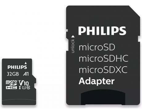 32GB microSDHC Philips + SD адаптер, черен на супер цени