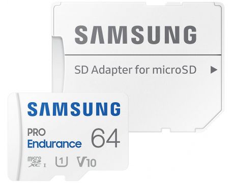 64GB microSDXC Samsung PRO Endurance със SD адаптер, бял на супер цени