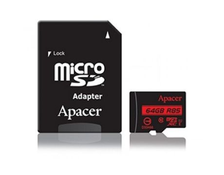 64GB microSDXC Apacer с адаптер, Черен на супер цени