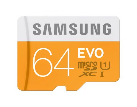 64GB microSDXC Samsung EVO + USB Adapter, оранжев / сив на супер цени