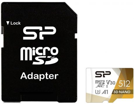 512GB microSDXC Silicon Power Superior Pro + SD адаптер, черен/жълт на супер цени