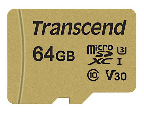 64GB microSDXC Transcend TS64GUSD500S + Адаптер, златист на супер цени