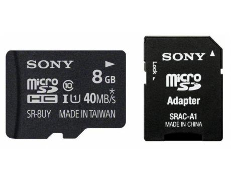 8GB microSDHC Sony SR8UYA + адаптер, черен на супер цени