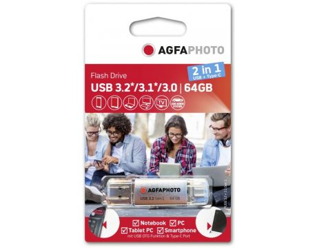 64GB AGFA Fhoto 2in1, сребрист на супер цени