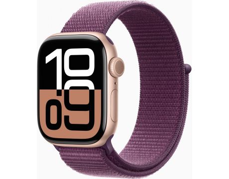 Apple Watch Series 10 GPS, 42 мм, Rose Gold Aluminum, Plum Sport на супер цени