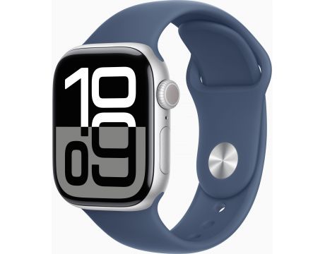 Apple Watch Series 10 GPS, 42 мм, M/L, Silver Aluminum, Denim Sport на супер цени